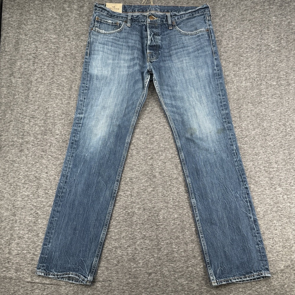 Hollister Palm Canyon Low Rise Mens Skinny Jeans Medium Wash Blue Size W36 L32